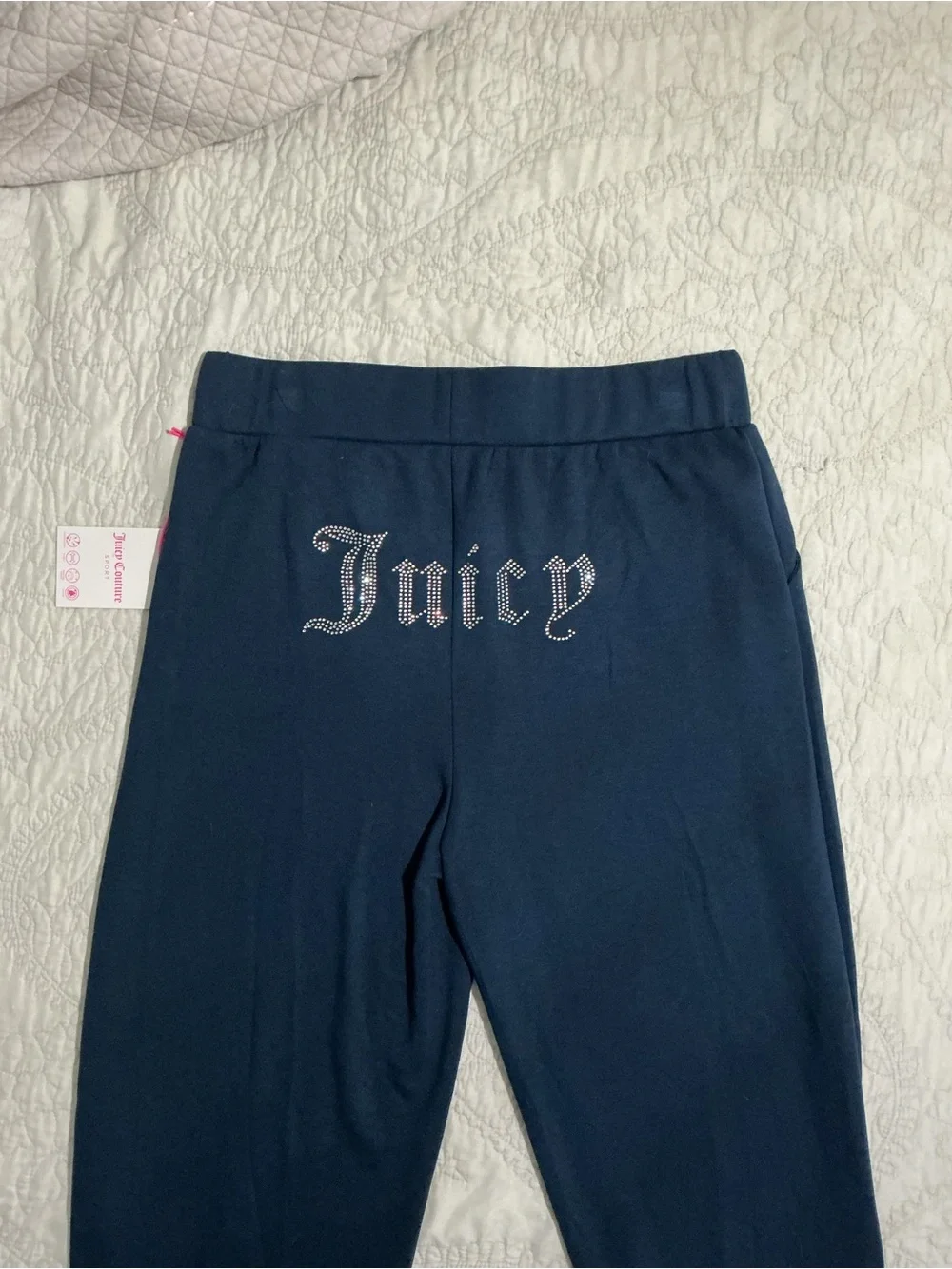 NWT Juicy Couture Sport Navy 2-Piece Set 1/4 Zip Sweatpants Size L